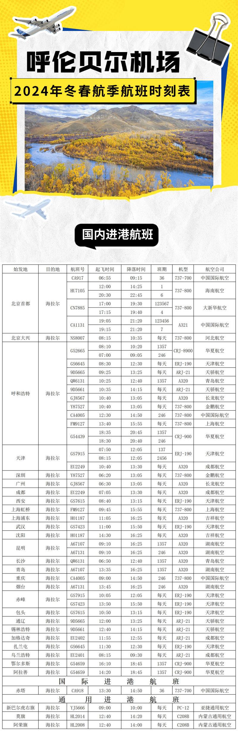 呼伦贝尔机场最新航班时刻表，飞翔启航，励志人生之旅